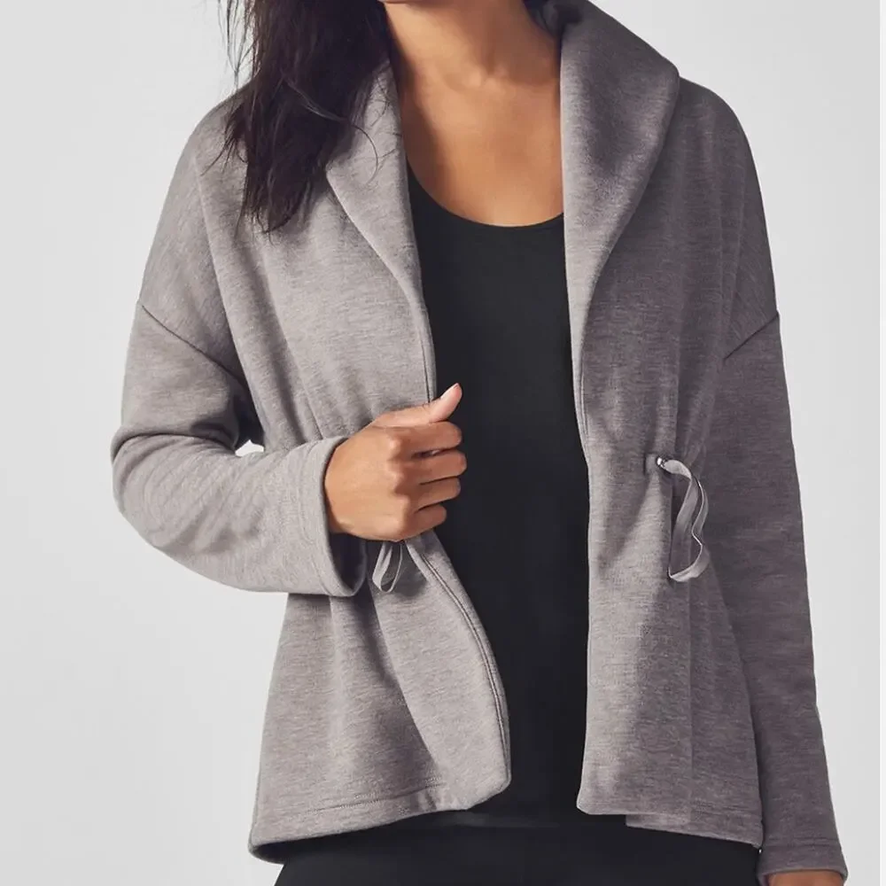 FABLETICS Sage Cream Open Jacket Coat in Large